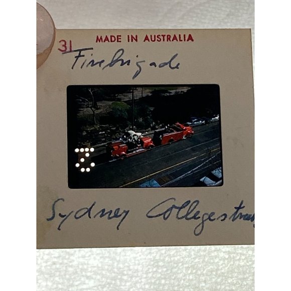 Vtg 60's Australia Fire Brigade Fire Trucks Kodachrome Kodak  Slide Lot of 2 - Picture 5 of 6